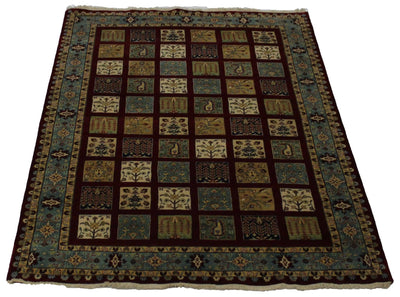 Canvello Hand Made Modern Panel Indo Tabriz Rug - 6'6'' X 9'9'' - Canvello