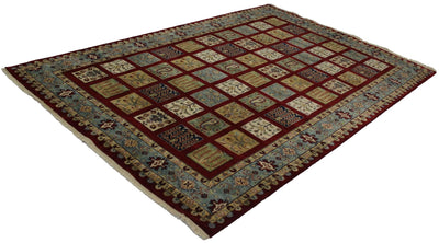 Canvello Hand Made Modern Panel Indo Tabriz Rug - 6'6'' X 9'9'' - Canvello