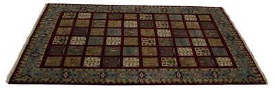 Canvello Hand Made Modern Panel Indo Tabriz Rug - 6'6'' X 9'9'' - Canvello