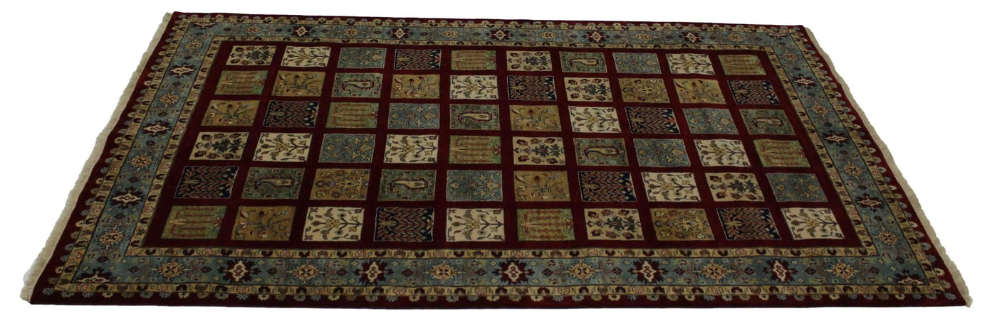 Canvello Hand Made Modern Panel Indo Tabriz Rug - 6'6'' X 9'9'' - Canvello