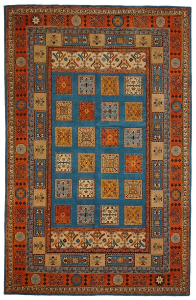 Canvello Hand Made Modern Panel Indo Tabriz Rug - 6'8'' X 9'9'' - Canvello