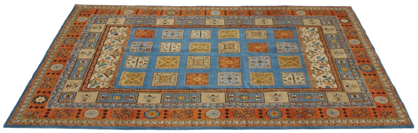 Canvello Hand Made Modern Panel Indo Tabriz Rug - 6'8'' X 9'9'' - Canvello