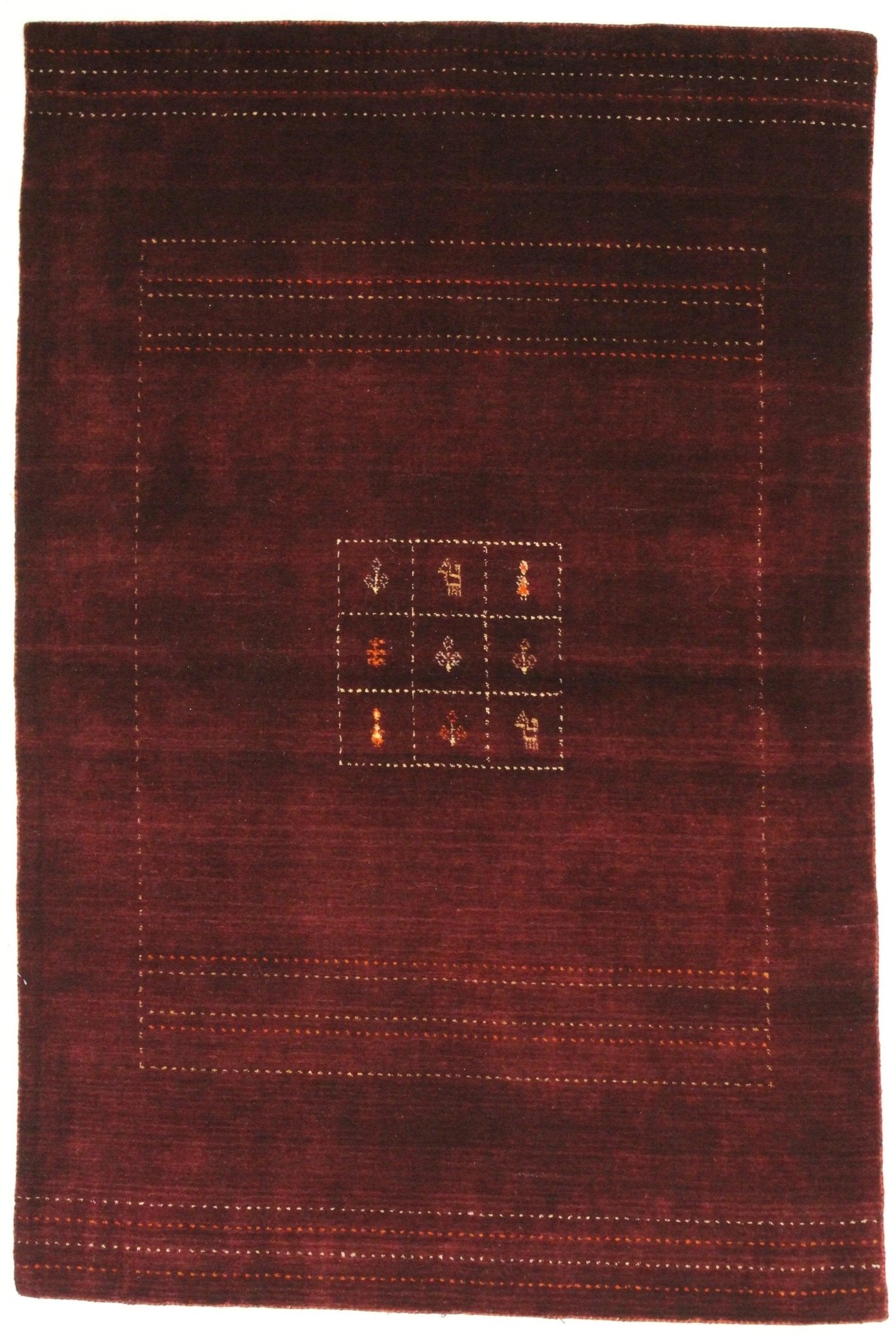 Canvello Hand Made Red Modern All Over Indo Gabbeh Rug - 4'7'' X 6'7'' - Canvello