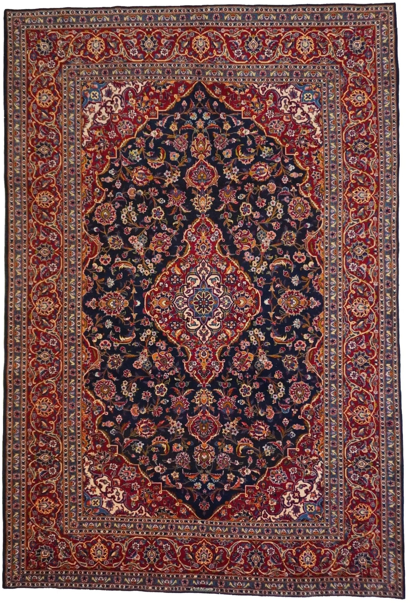 Canvello Hand Made Silkroad Tabriz Navy Area Rug - 8'0'' X 11'10'' - Canvello