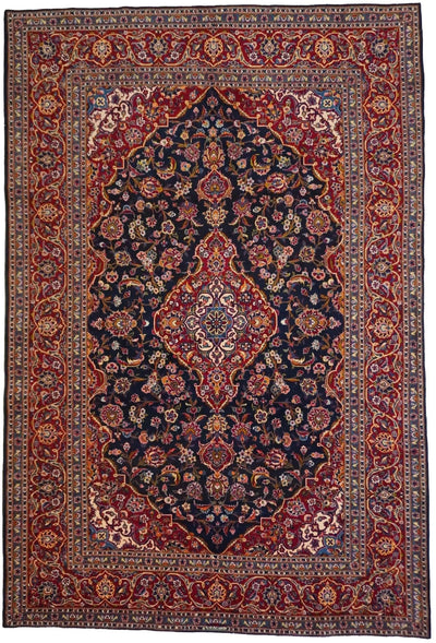 Canvello Hand Made Silkroad Tabriz Navy Area Rug - 8'0'' X 11'10'' - Canvello