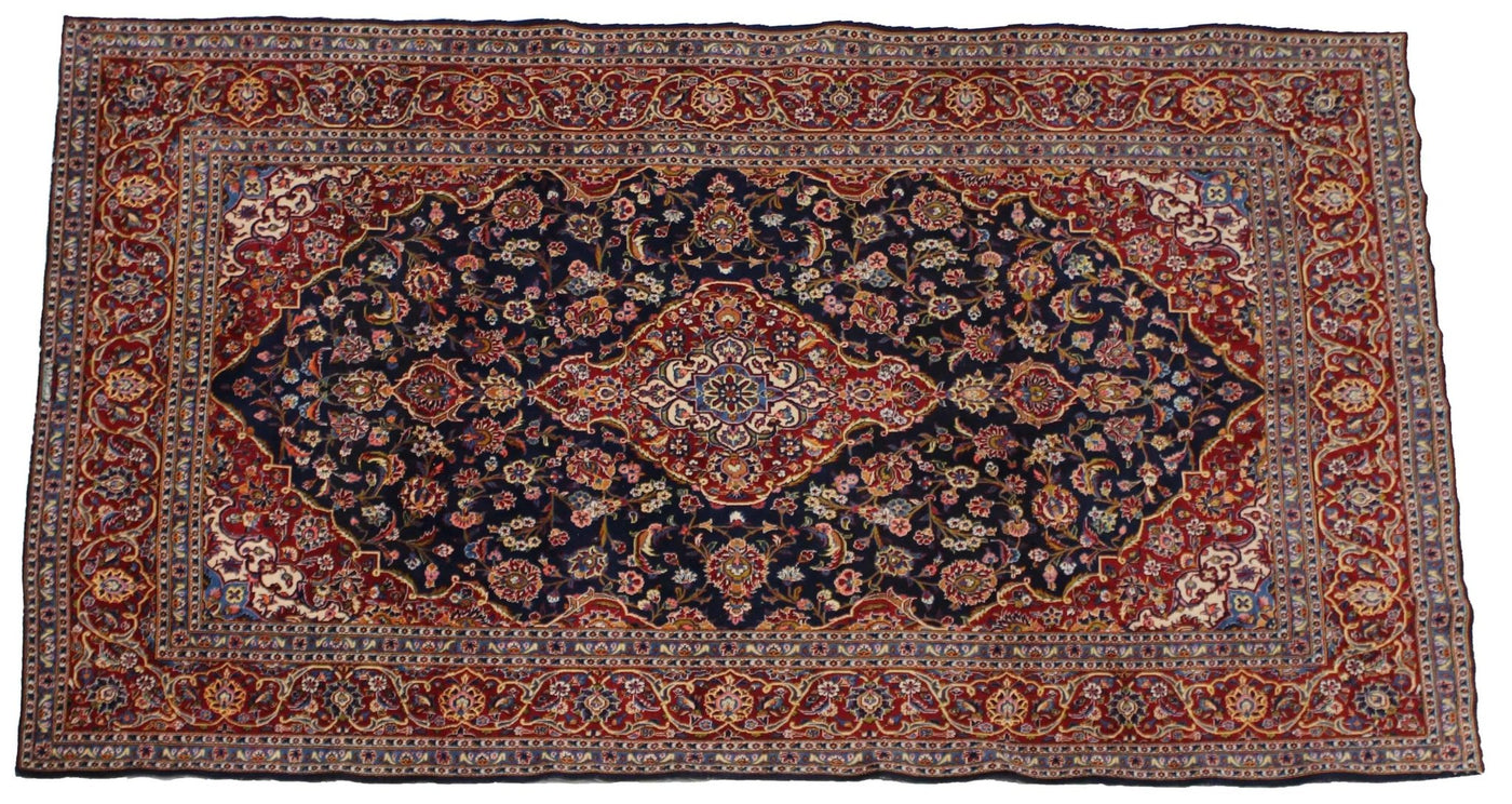 Canvello Hand Made Silkroad Tabriz Navy Area Rug - 8'0'' X 11'10'' - Canvello