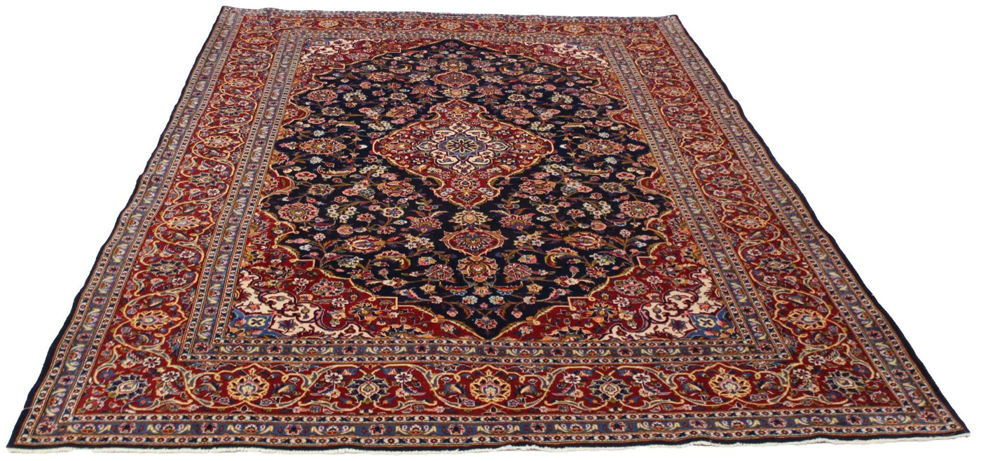 Canvello Hand Made Silkroad Tabriz Navy Area Rug - 8'0'' X 11'10'' - Canvello