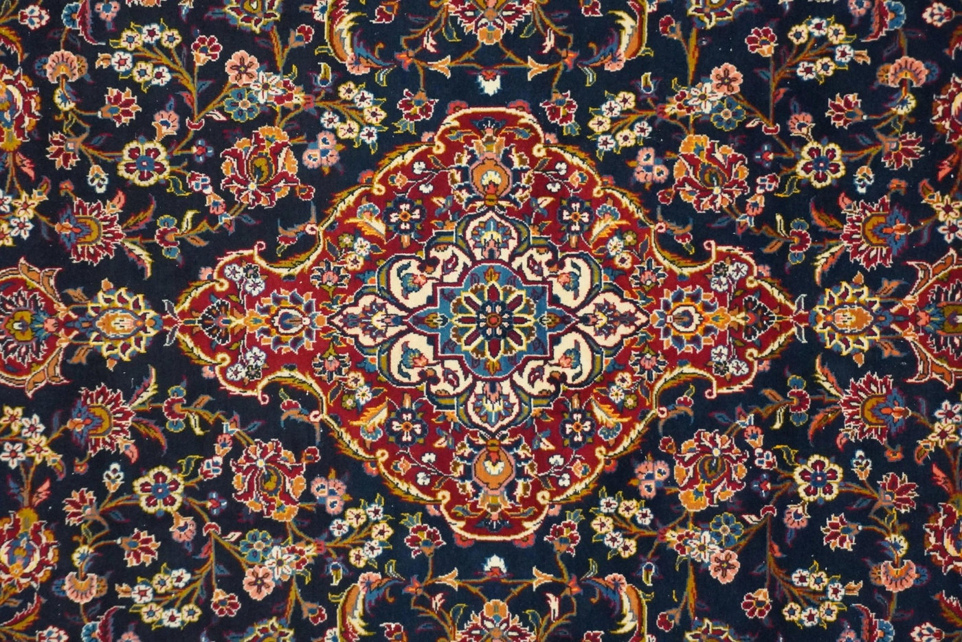 Canvello Hand Made Silkroad Tabriz Navy Area Rug - 8'0'' X 11'10'' - Canvello