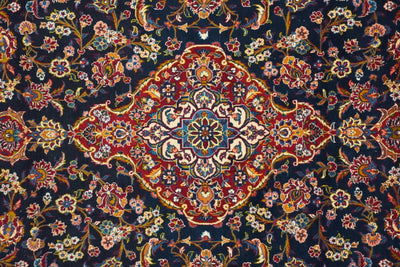 Canvello Hand Made Silkroad Tabriz Navy Area Rug - 8'0'' X 11'10'' - Canvello