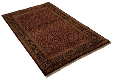 Canvello Hand Made Traditional All Over Indo Herati Rug - 4'0'' X 6'1'' - Canvello