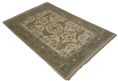 Canvello Hand Made Traditional All Over Indo Oushak Rug - 4'0'' X 6'0''