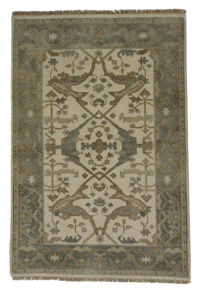 Canvello Hand Made Traditional All Over Indo Oushak Rug - 4'0'' X 6'0'' - Canvello