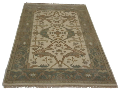 Canvello Hand Made Traditional All Over Indo Oushak Rug - 4'0'' X 6'0'' - Canvello