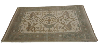 Canvello Hand Made Traditional All Over Indo Oushak Rug - 4'0'' X 6'0'' - Canvello