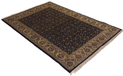 Canvello Hand Made Traditional All Over Indo Rug - 4'0'' X 5'2'' - Canvello