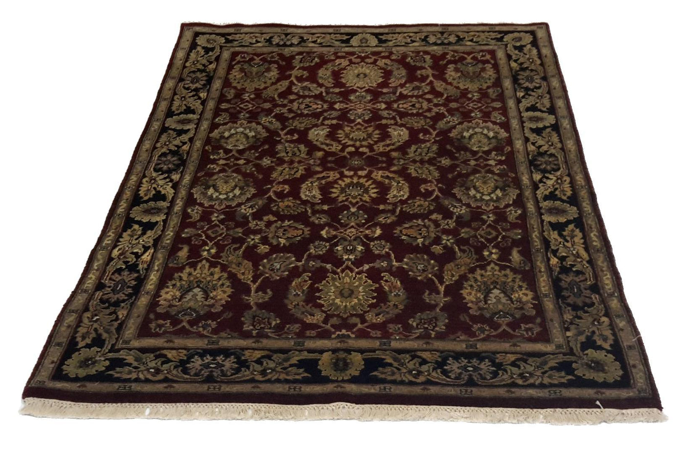 Canvello Hand Made Traditional All Over Indo Tabriz Design Rug - 4'0'' X 6'0'' - Canvello