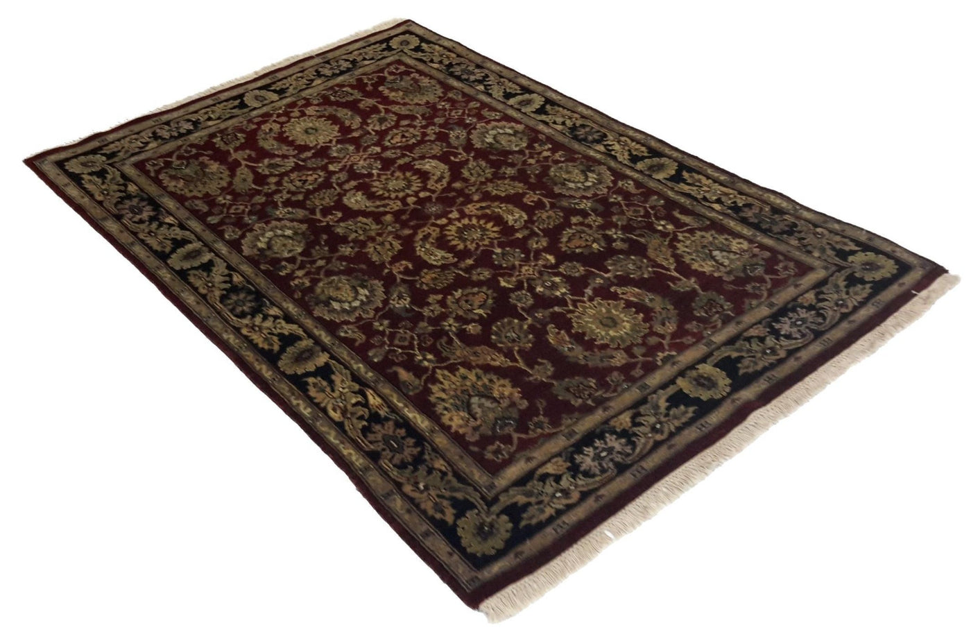 Canvello Hand Made Traditional All Over Indo Tabriz Design Rug - 4'0'' X 6'0'' - Canvello