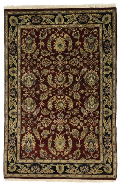 Canvello Hand Made Traditional All Over Indo Tabriz Rug - 4'0'' X 6'0''
