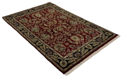 Canvello Hand Made Traditional All Over Indo Tabriz Rug - 4'0'' X 6'0''