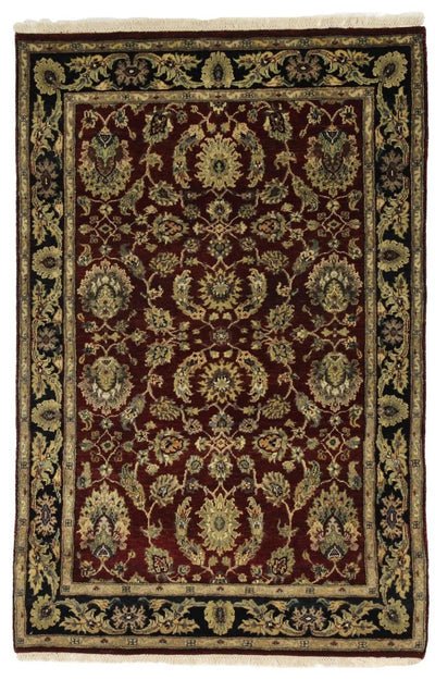 Canvello Hand Made Traditional All Over Indo Tabriz Rug - 4'0'' X 6'0'' - Canvello