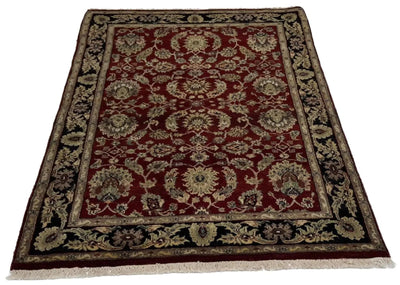 Canvello Hand Made Traditional All Over Indo Tabriz Rug - 4'0'' X 6'0'' - Canvello