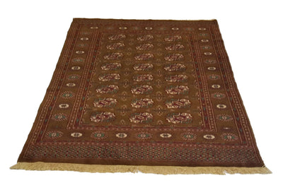 Canvello Hand Made Traditional All Over Pakistan Bokhara Rug - 4'0'' X 6'0'' - Canvello