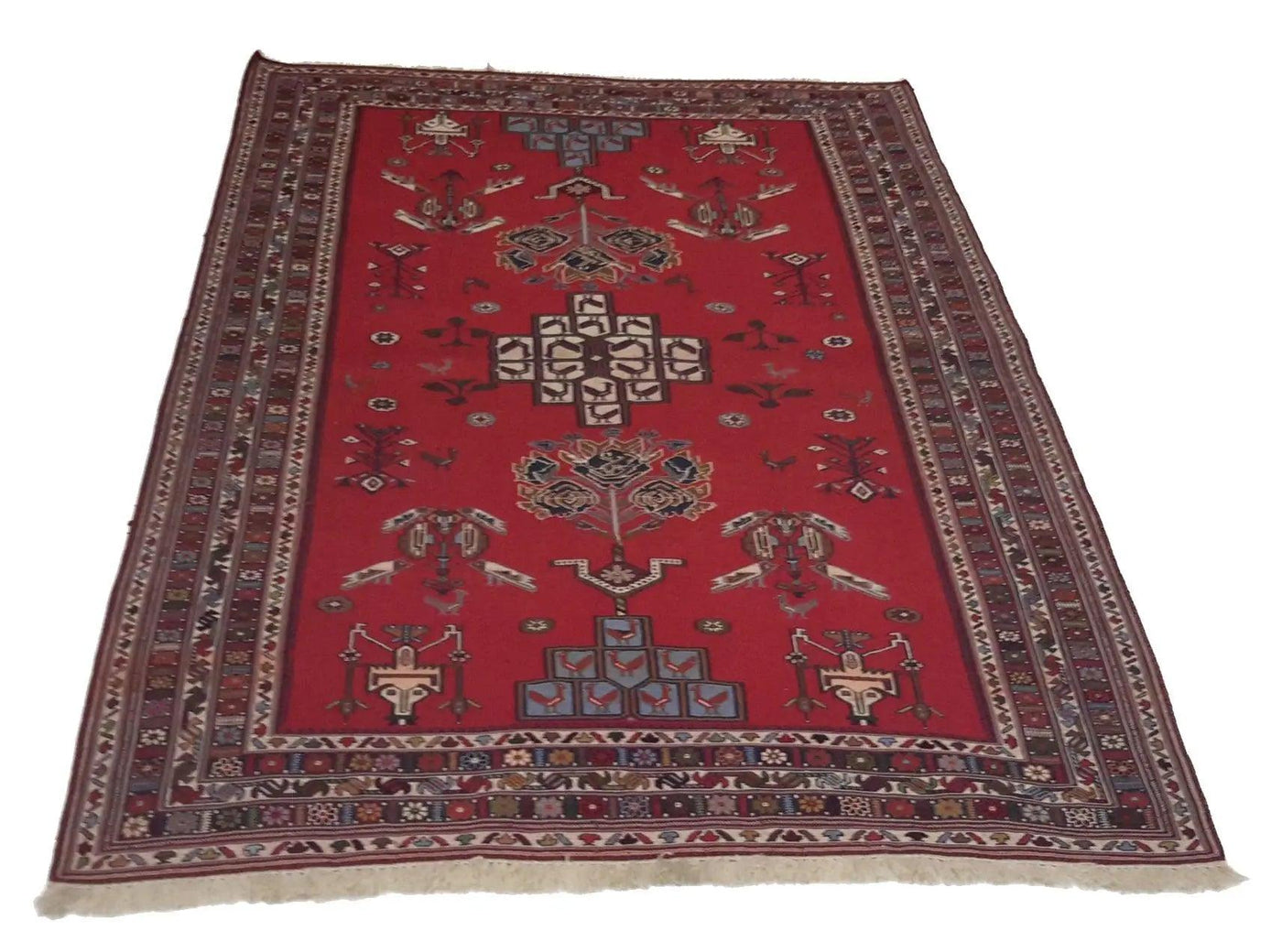 Canvello Hand Made Traditional All Over Silkroad Sirjan Rug - 4'2'' X 6'3'' - Canvello