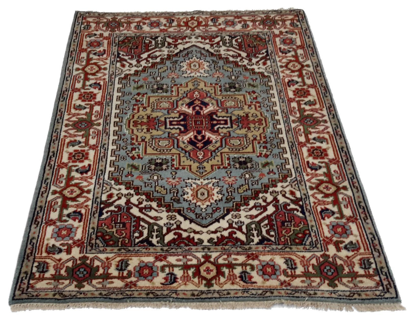 Canvello Hand Made Traditional Medallion Indo Heriz Rug - 4'1'' X 6'0''