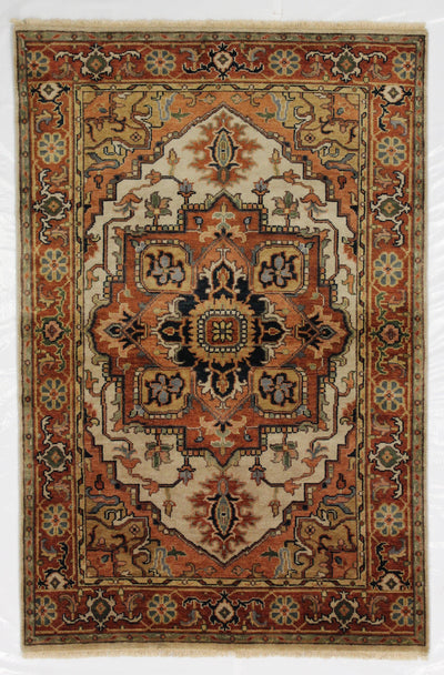 Canvello Hand Made Traditional Medallion Indo Indo Rug - 3'10'' X 6'0''