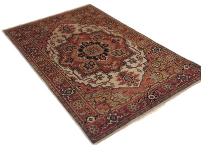 Canvello Hand Made Traditional Medallion Indo Indo Rug - 3'10'' X 6'0''