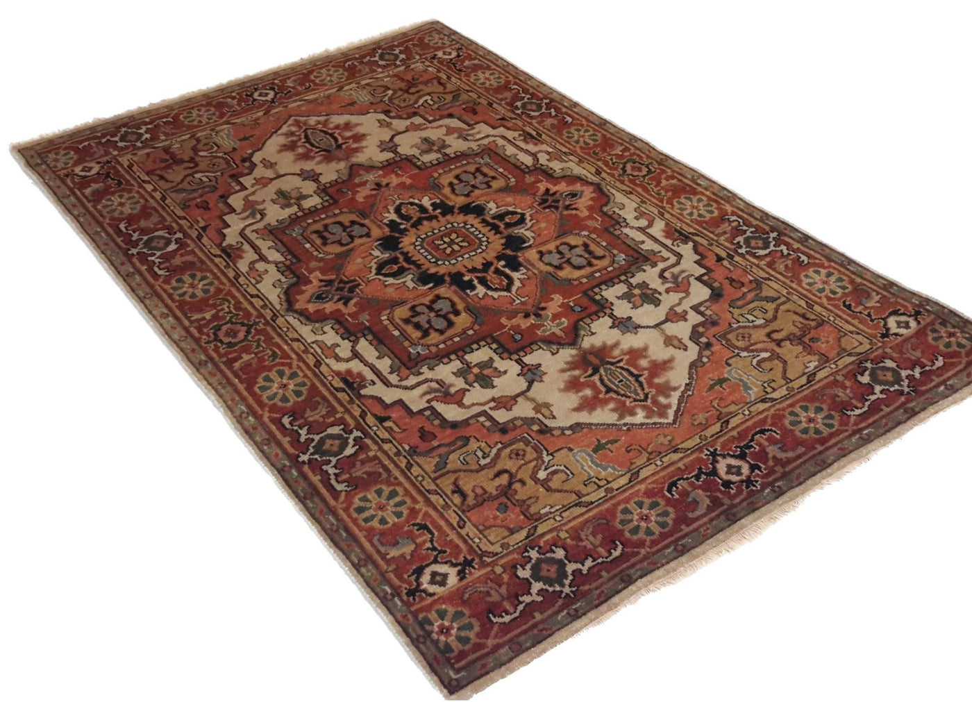 Canvello Hand Made Traditional Medallion Indo Indo Rug - 3'10'' X 6'0'' - Canvello