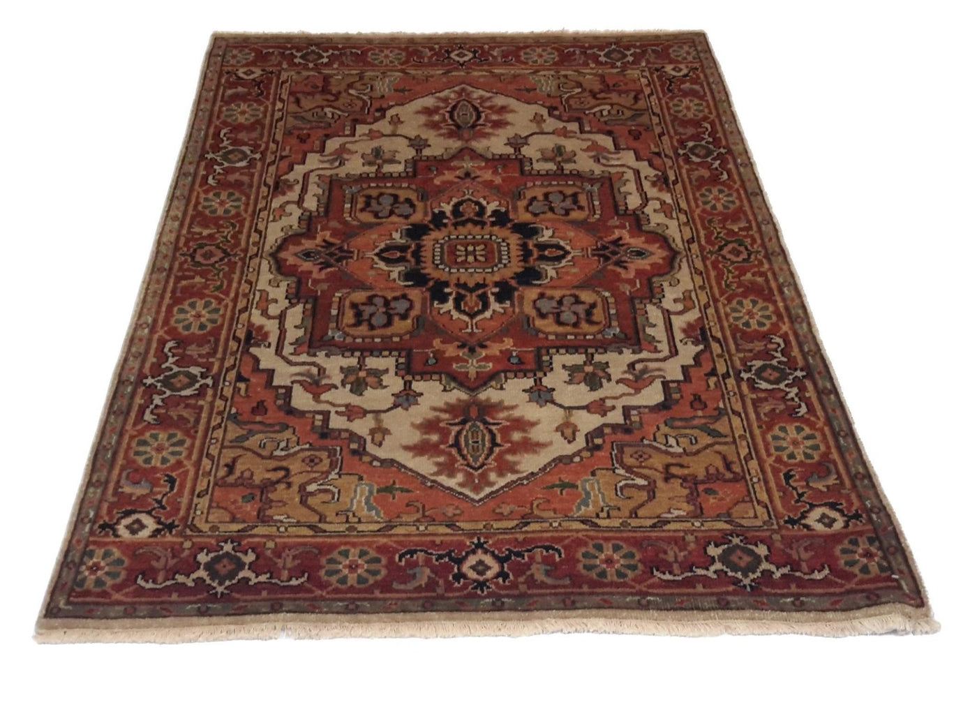 Canvello Hand Made Traditional Medallion Indo Indo Rug - 3'10'' X 6'0'' - Canvello