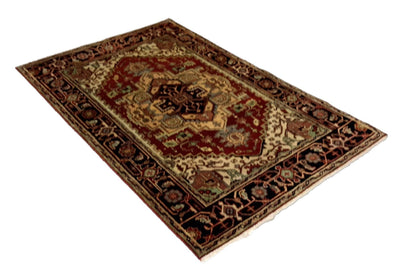 Canvello Hand Made Traditional Medallion Indo Indo Rug - 4'0'' X 6'0'' - Canvello