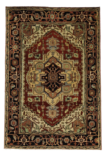 Canvello Hand Made Traditional Medallion Indo Indo Rug - 4'0'' X 6'0'' - Canvello