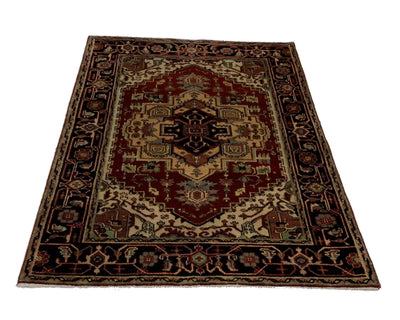 Canvello Hand Made Traditional Medallion Indo Indo Rug - 4'0'' X 6'0'' - Canvello