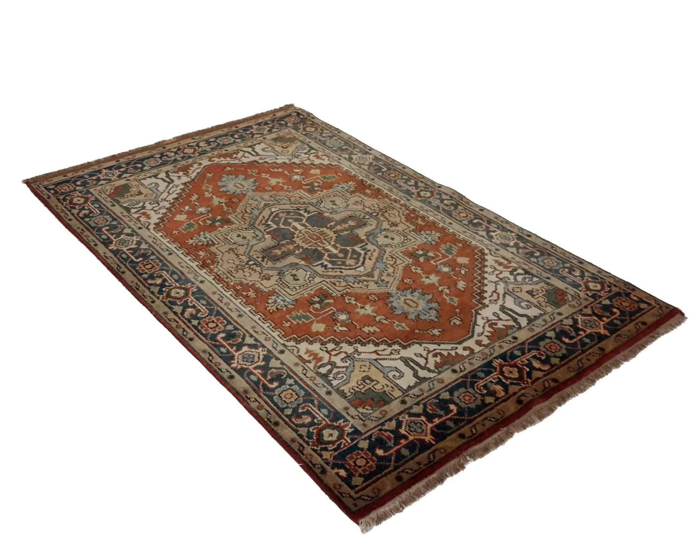 Canvello Hand Made Traditional Medallion Indo Indo Rug - 4'0'' X 6'4'' - Canvello