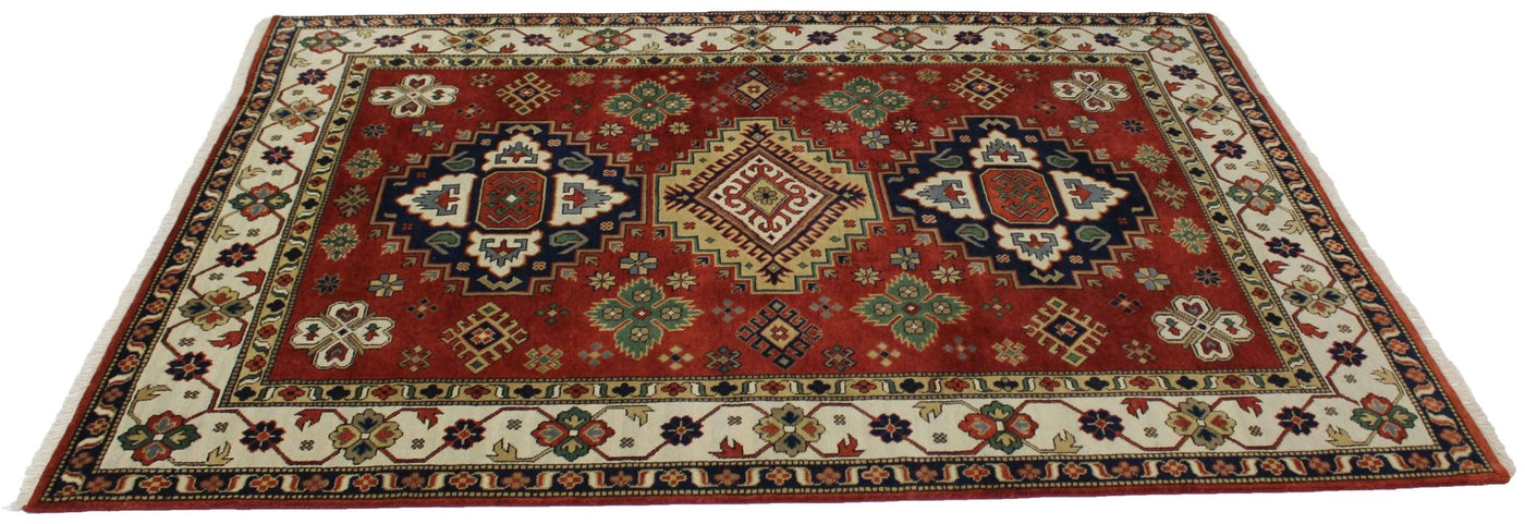 Canvello Hand Made Traditional Medallion Indo Kazak Rug - 8'10'' X 12'3'' - Canvello