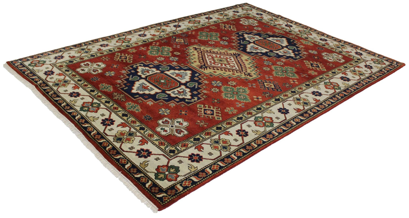 Canvello Hand Made Traditional Medallion Indo Kazak Rug - 8'10'' X 12'3'' - Canvello