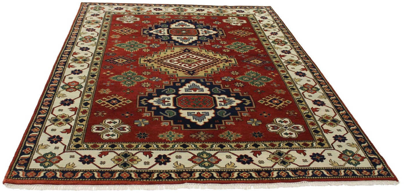 Canvello Hand Made Traditional Medallion Indo Kazak Rug - 8'10'' X 12'3'' - Canvello