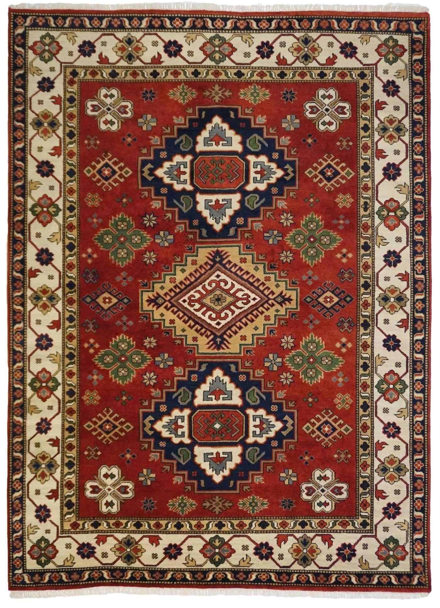 Canvello Hand Made Traditional Medallion Indo Kazak Rug - 8'10'' X 12'3'' - Canvello