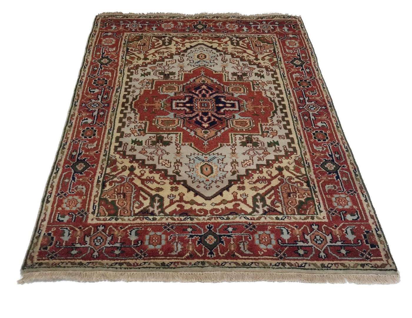 Canvello Hand Made Traditional Medallion Indo Oushak Rug - 3'11'' X 6'1''