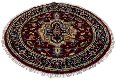 Canvello Hand Made Traditional Medallion Indo Oushak Rug - 4'0'' X 4'1''