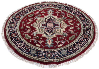 Canvello Hand Made Traditional Medallion Indo Oushak Rug - 4'0'' X 4'1''