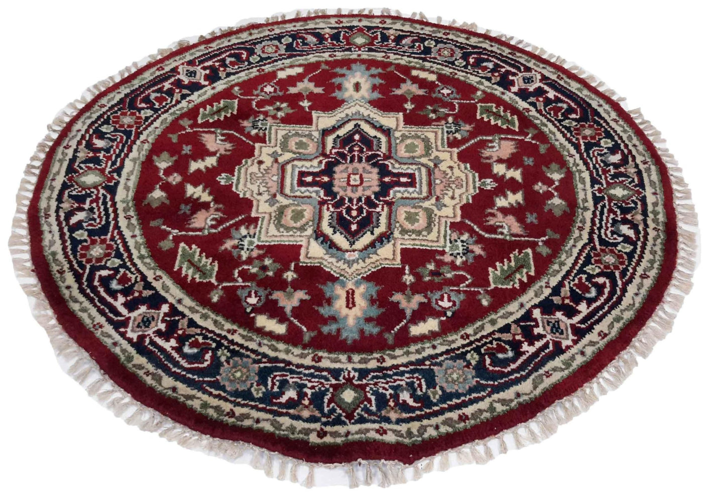 Canvello Hand Made Traditional Medallion Indo Oushak Rug - 4'0'' X 4'1'' - Canvello