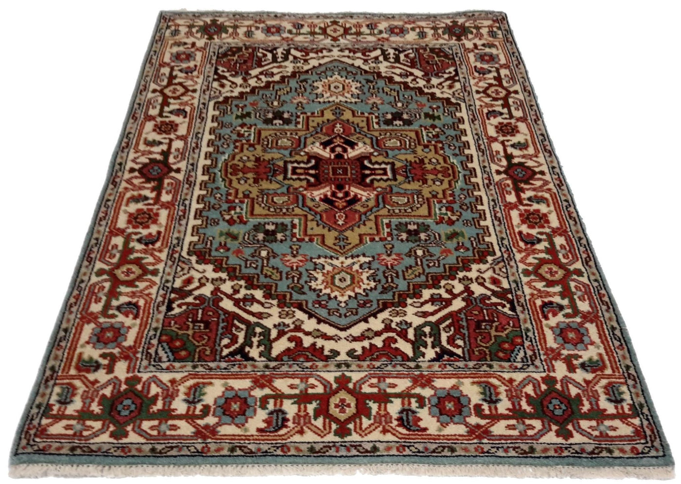 Canvello Hand Made Traditional Medallion Indo Rug - 4'1'' X 6'0'' - Canvello