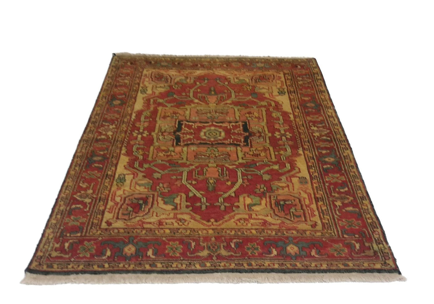 Canvello Hand Made Traditional Medallion Indo Serapi Rug - 4'1'' X 5'10'' - Canvello