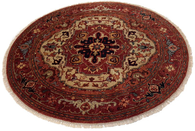 Canvello Hand Made Traditional Medallion Indo Serapi Rug - 4'10'' X 4'10'' - Canvello