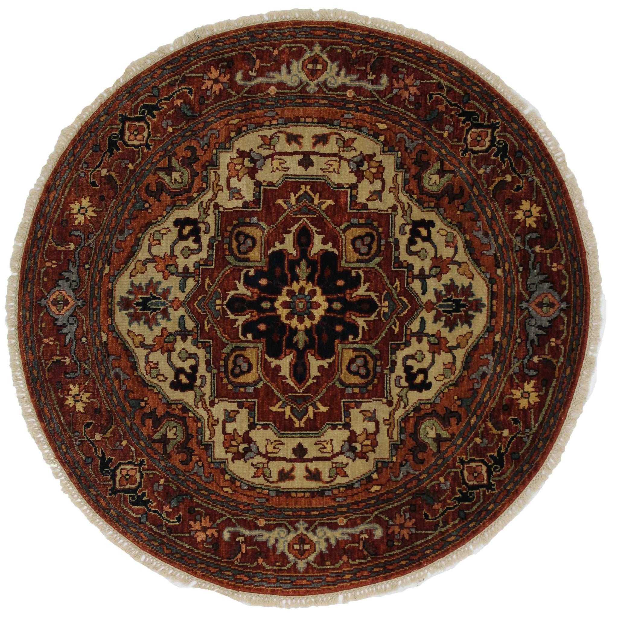 Canvello Hand Made Traditional Medallion Indo Serapi Rug - 4'10'' X 4 ...