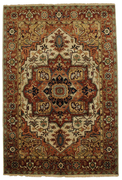 Canvello Hand Made Traditional Medallion Indo Serapi Rug - 5'10'' X 8'9'' - Canvello