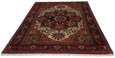 Canvello Hand Made Traditional Medallion Indo Serapi Rug - 5'10'' X 9'0'' - Canvello